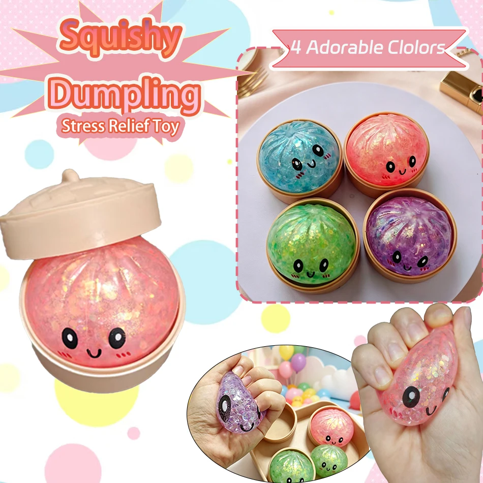 Glitzernder Squishy-Ball mit Langsamer Rückfederung, Stressabbau-Quetschball, Weich mit Perlen & Dampf-Effekt, Fidget-Spielzeug zur Angstlinderung, Sensorisches Spielzeug
