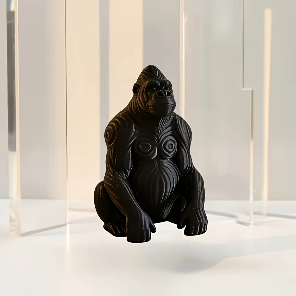 Sitting Gorilla Sculpture, Suitable for Living Rooms, Foyer, Office Domineering Art Ornaments, Animal Sculpture Enthusiasts