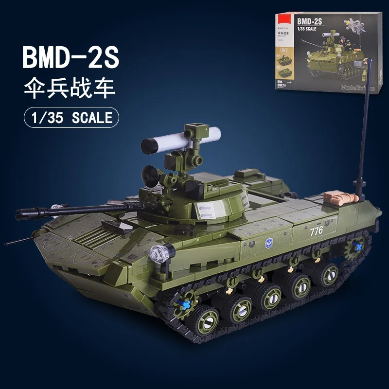 

XLUBAN Building Blocks Tank BMD Airborne Infantry Fighting Vehicle BTR-80 Wheeled APC Armored Transport Vehicle Model