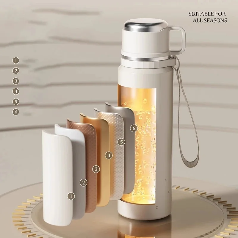 COOKER KING Thermos Water 600ml/800ml  Bottle Flower Pattern Tea Cup Stainless Steel Insulated Cup with Tea Strainer Tea Maker view 4