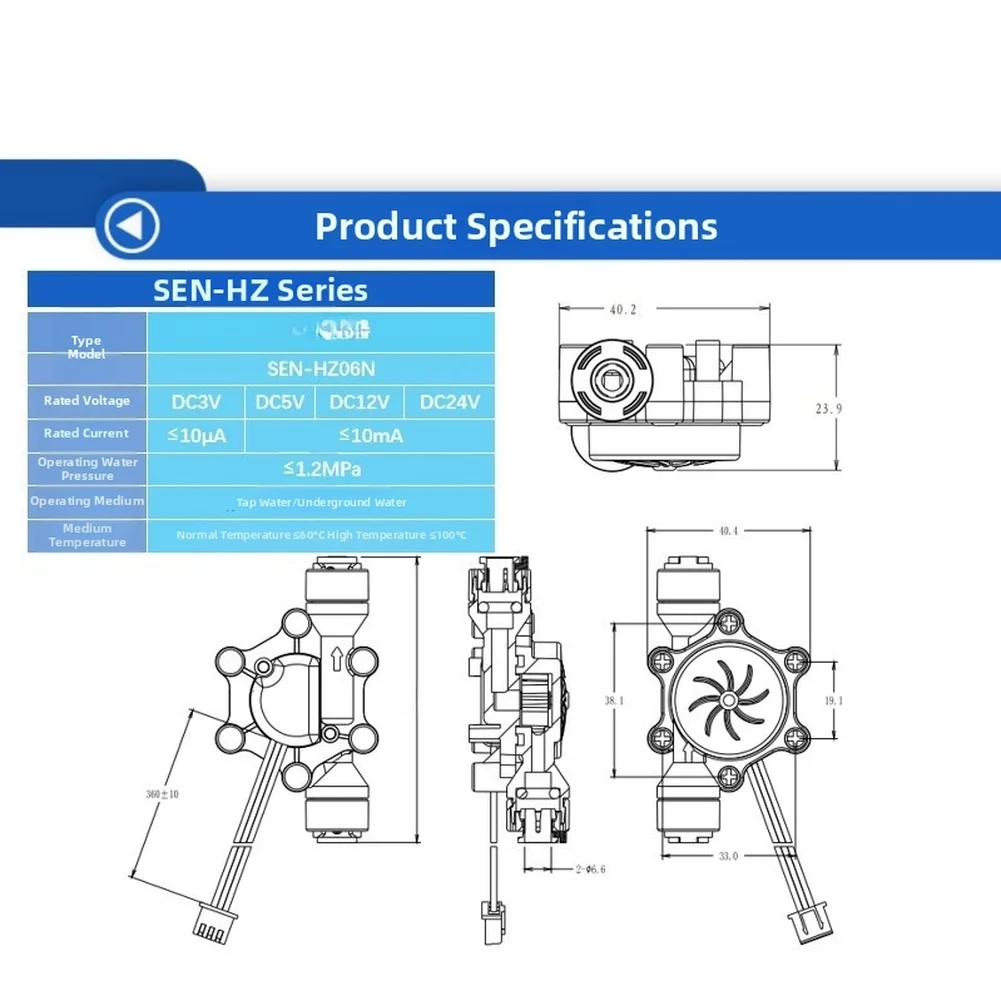 SEN-HZ06N Digital Flow Sensor with Pulse Signal Output for Water Usage Tracking in Residential and Light Industrial Environments