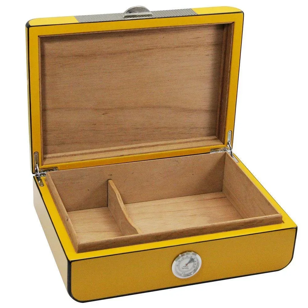 Imagem -04 - Humidor Artesanal do Cedro do Charuto com Higrômetro Dianteiro Fibra do Carbono Apropriado para o Humidor do Charuto Aproximadamente 30 Cts