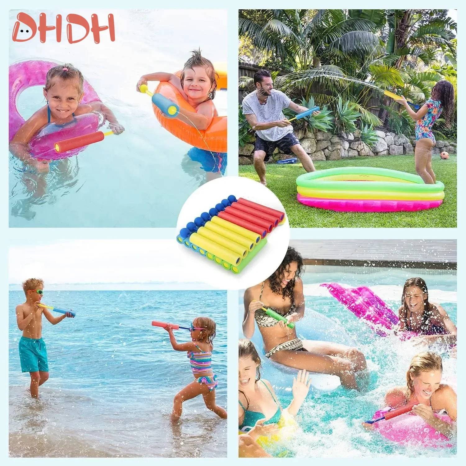 Zestaw pistoletów na wodę dla dzieci 5/10 szt. – Pistolet na pianę i bąbelki z odłączaną dyszą, letnie zabawki na plażę i basen do zabawy na świeżym powietrzu