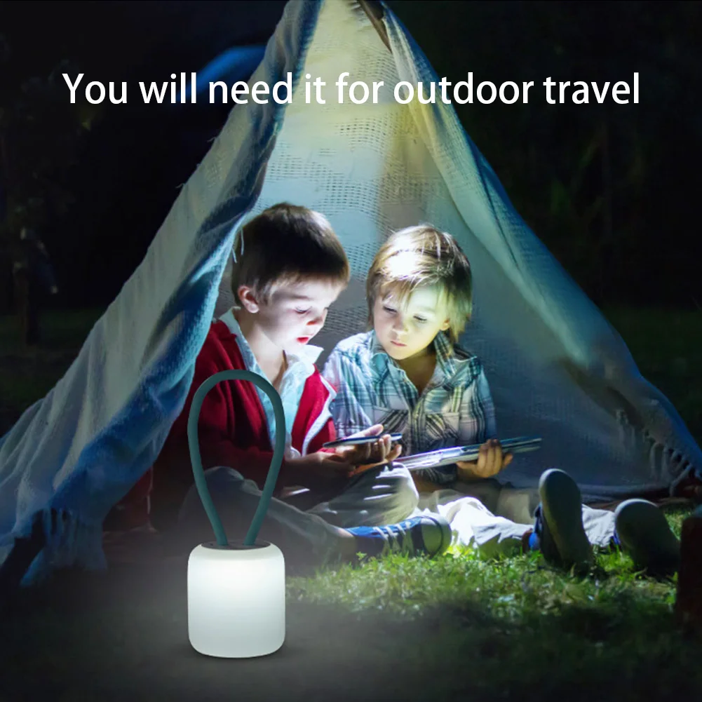 Lampe de camping LED en silicone à intensité variable, lampe de table, angle réglable, lampe de lecture, chargement USB, face debout pour chambre à coucher