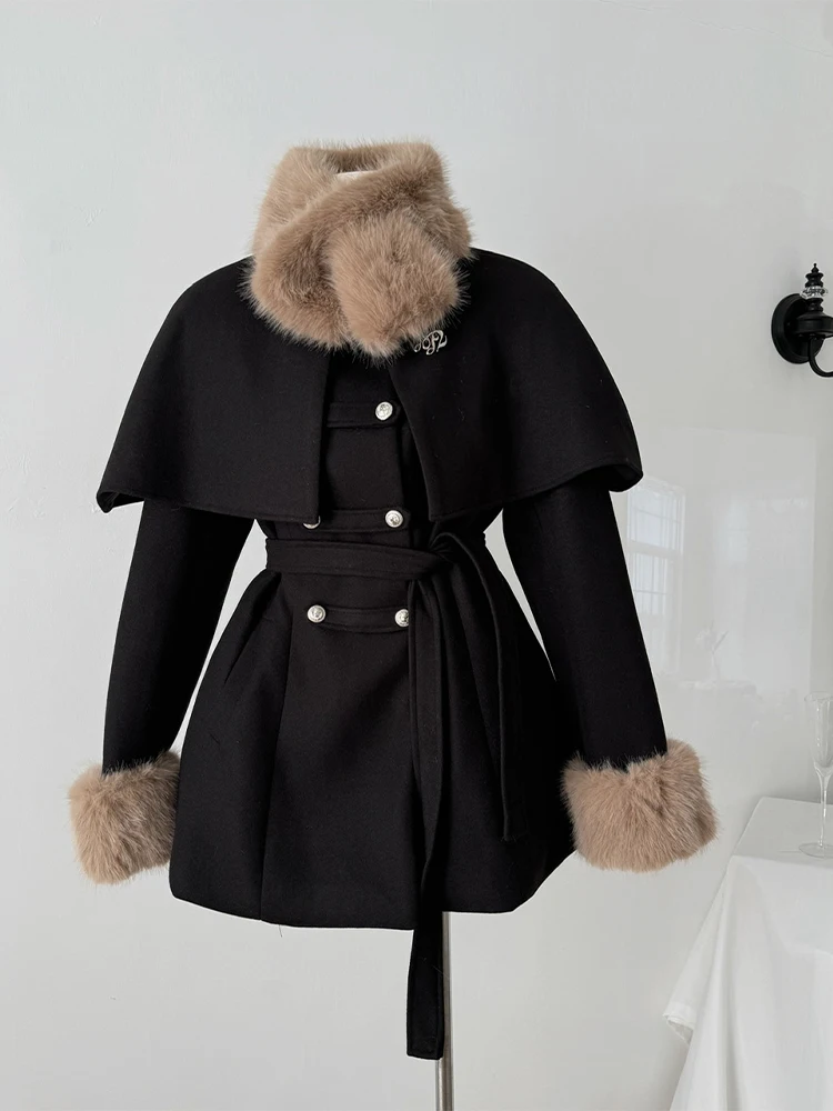 Women\'s Woolen Overcoat Fashion Warm Lapel Coat Winter Jacket Female Outerwear Vintage New in Coats & Jackets 2000s Clothes 2024