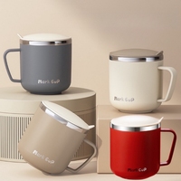 400ml Vacuum Cup Portable Mug Insulated Cup for Outdoor Traveling Double Wall Stainless Steel Coffee Cup with Handle and Lid