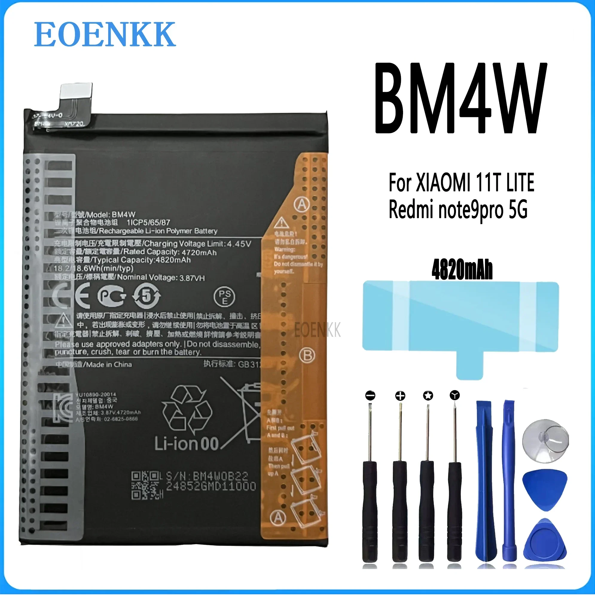 

2024 Years 100% Original High Qulity 4820mAh BM4W Battery For Xiaomi Mi 10T lite 5G Batteries Bateria+ Free tools Fast Shipping