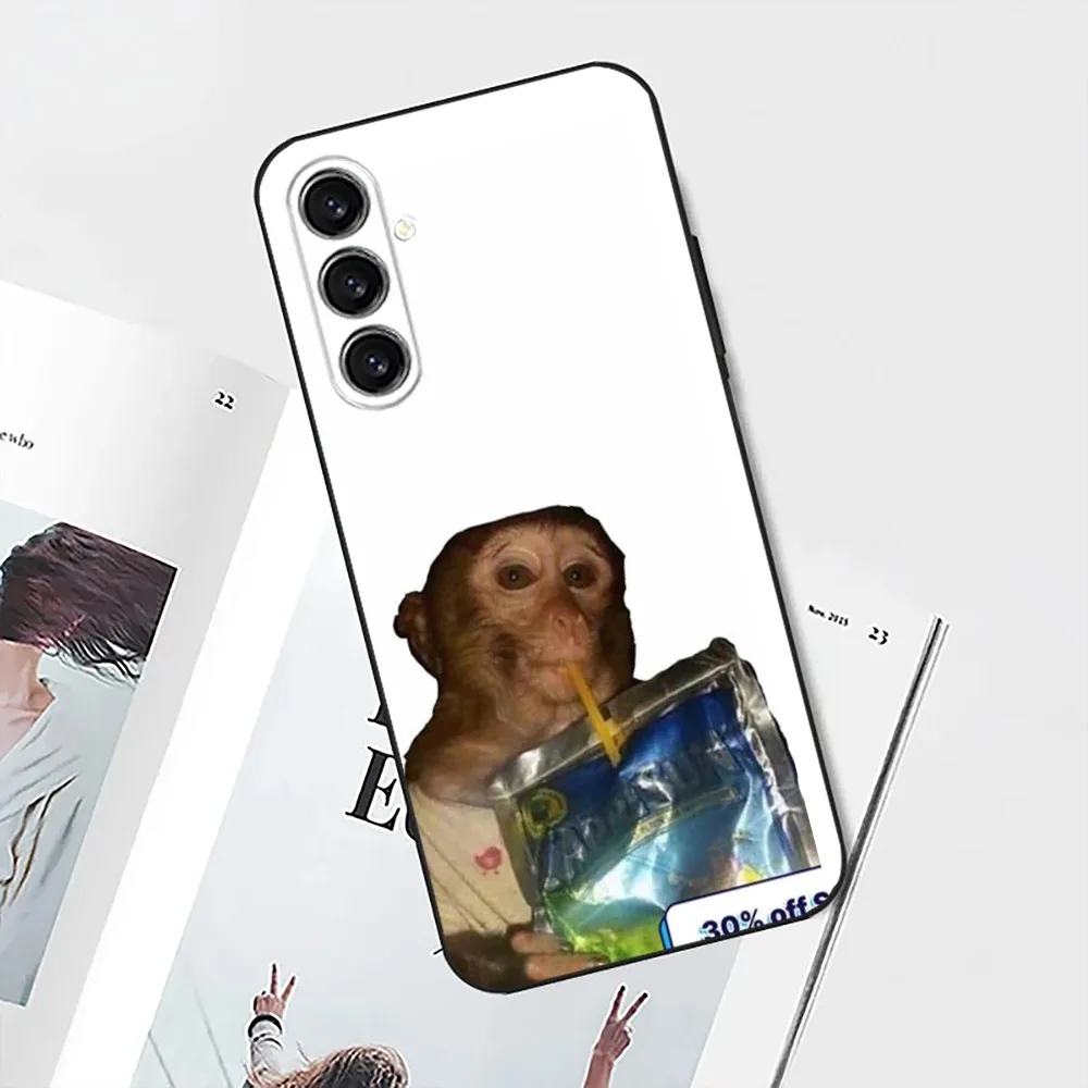 Monkey Sipping Capri Meme Funda   Phone Case For Samsung Galaxy A13,21s,22,31,32,52,53,71,80,91 Black Soft Cover