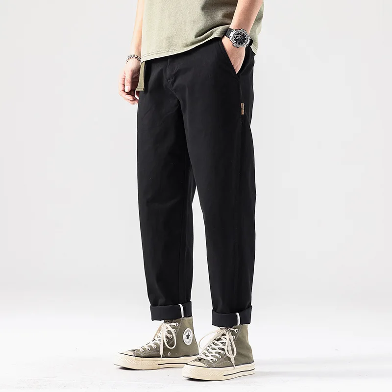 

New Casual Pants Men's Straight Loose Elastic Trendy Brand American Tooling Trousers Men