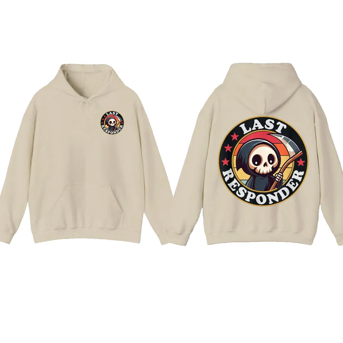 เสื้อฮู้ดดี้ลาย Grim Reaper สไตล์ตลกๆ สำหรับผู้เชี่ยวชาญด้านการศพ ดีไซน์ลำลอง คอกลม แฟชั่นสบายๆ เนื้อผ้านุ่ม ใส่สบาย สไตล์เรโทร แขนยาว