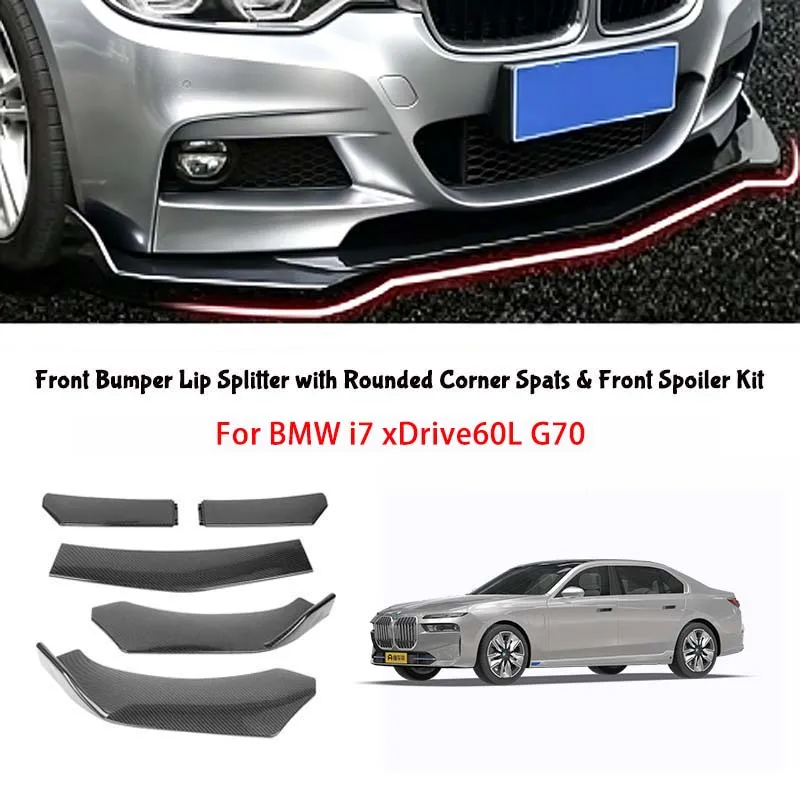 5-Segment Adjustable Front Bumper Lip Splitter Body Kit For BMW i7 xDrive60L G70