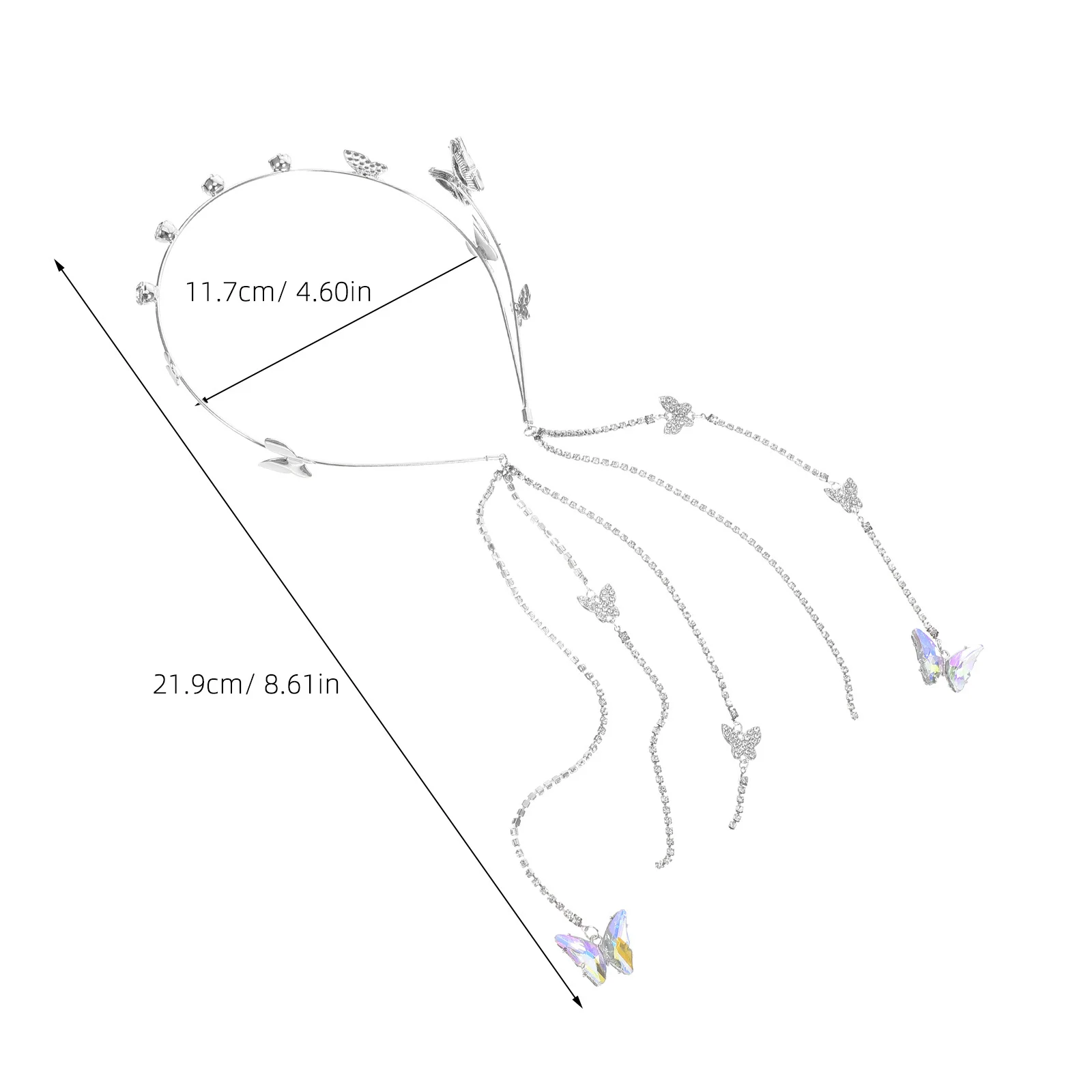عصابة رأس أنيقة على شكل فراشة كريستالية من الزركون للنساء والفتيات وإكسسوارات حفلات الزفاف