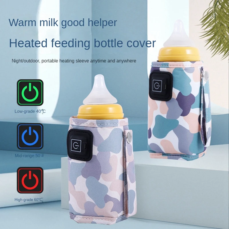 FBIL-Universal USB Milk Water Warmer Travel Stroller Insulated Bag Portable Baby Nursing Bottle Heater