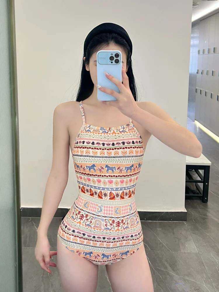 

One Piece Swimsuit Women 2026 New Print Sling Sexy Bodysuit Swimwear Summer Monokini Swimming Beachwear Bathing Suit For Female