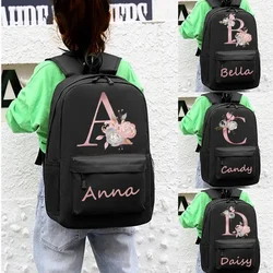 Mochilas escolares personalizadas para niñas, mochila con estampado de letras personalizadas con nombre, mochila escolar para niños y adolescentes, regalos