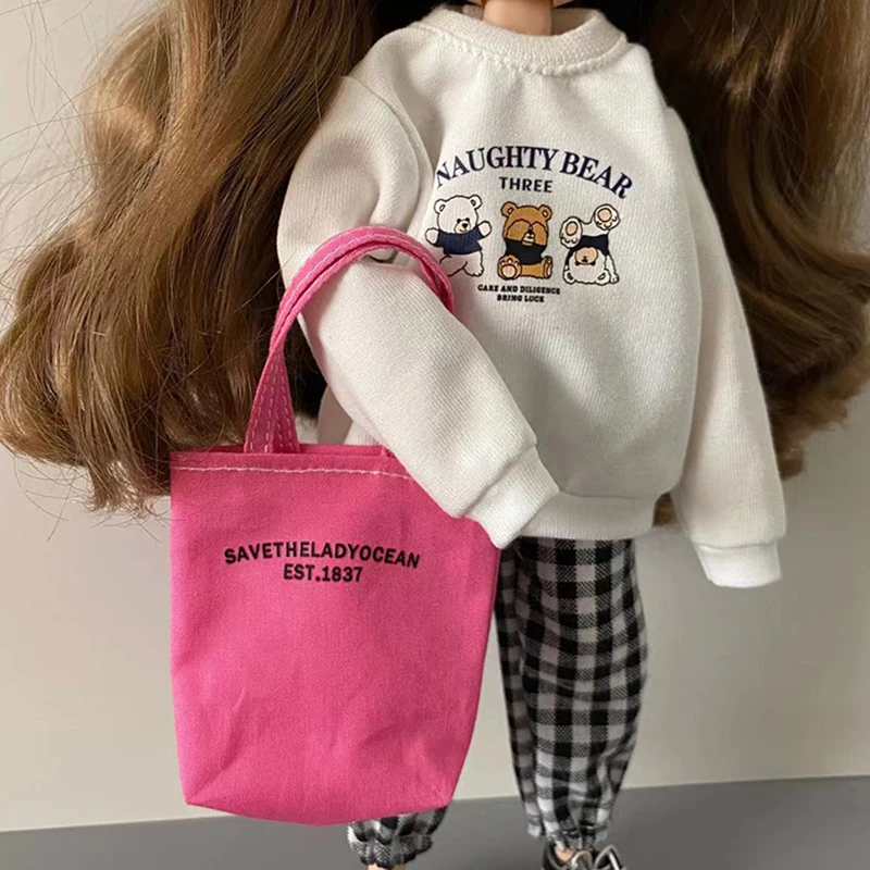 New Arrival Blythe Clothes Fashion Bear Sweater and Pants Bag Suit for Blyth 30cm 1/6 Dolls Azone Licca Doll Accessories