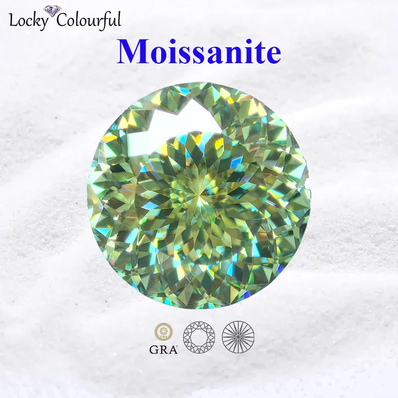 

Moissanite Natural Blue Green Color Round Shape 100 Face Cut DIY Charms Beads for Jewelry Making Materials with GRA Certificate