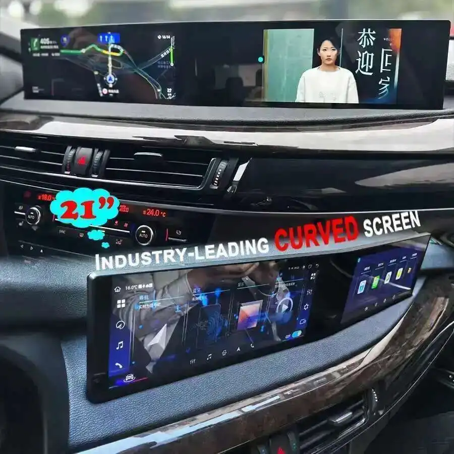 21 Polegada rádio do carro para bmw série 7 ccc cic nbt 09-2015 tela curvada android navegação gps multimídia player de vídeo unidade carplay