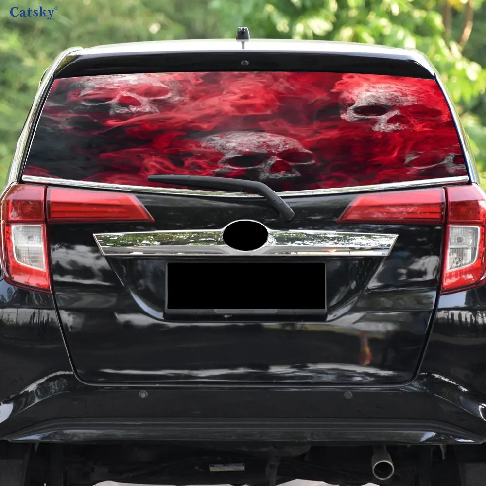 ملصق نافذة السيارة الخلفي ذاتي اللصق من مادة PVC لهب الدم من Smoke Ember، سهل اللصق دون السقوط، waterp #3