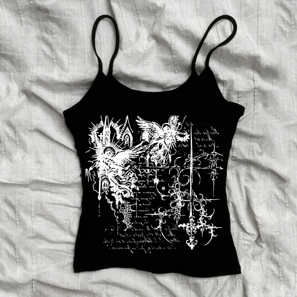 Crop Top Crochet - Y2k-Style Tanktop Harajuku Goth mit Buchstaben-Grafik