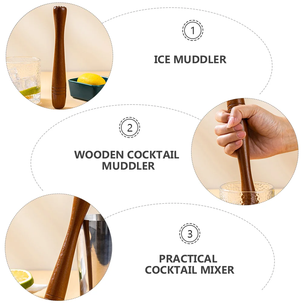 Muddler Wooden Ice Wood Crusher Mojito Tool Kitchen Cocktail Sticks Hammer Bar Rest Stainless Steel Cocteleria accessories