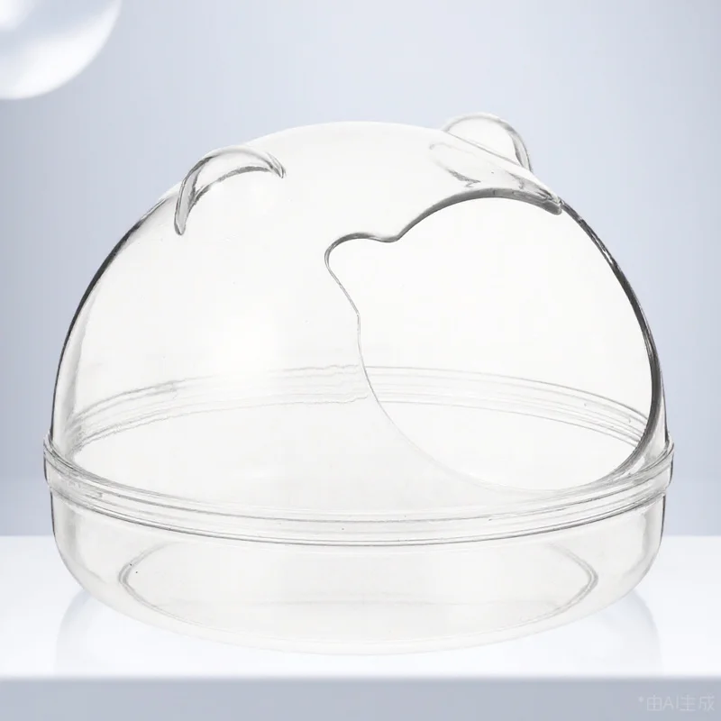 Bañera transparente para habitación de hámster, lavabo para mascotas pequeñas, Chinchilla, conejillo de indias, fondo antideslizante, fácil de limpiar