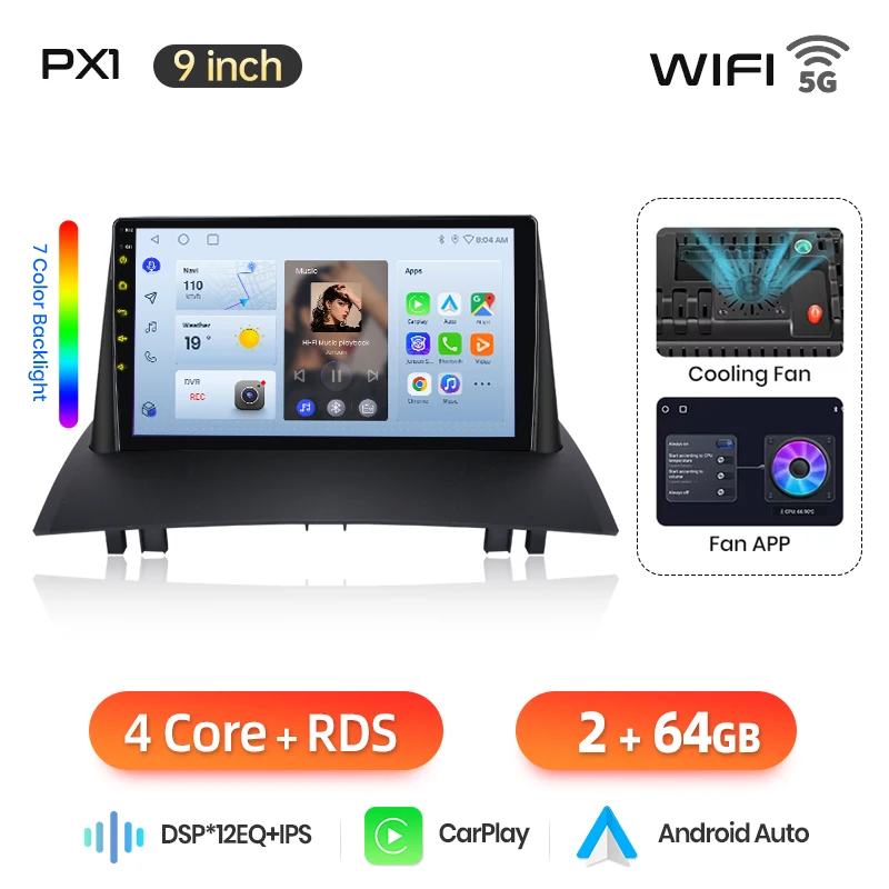 AWESAFE Draadloze CarPlay Android Auto Radio voor Renault Megane 2 2002-2009 GPS Navigatie Plug and Play RDS DSP CAN-BUS Retentie 2din
