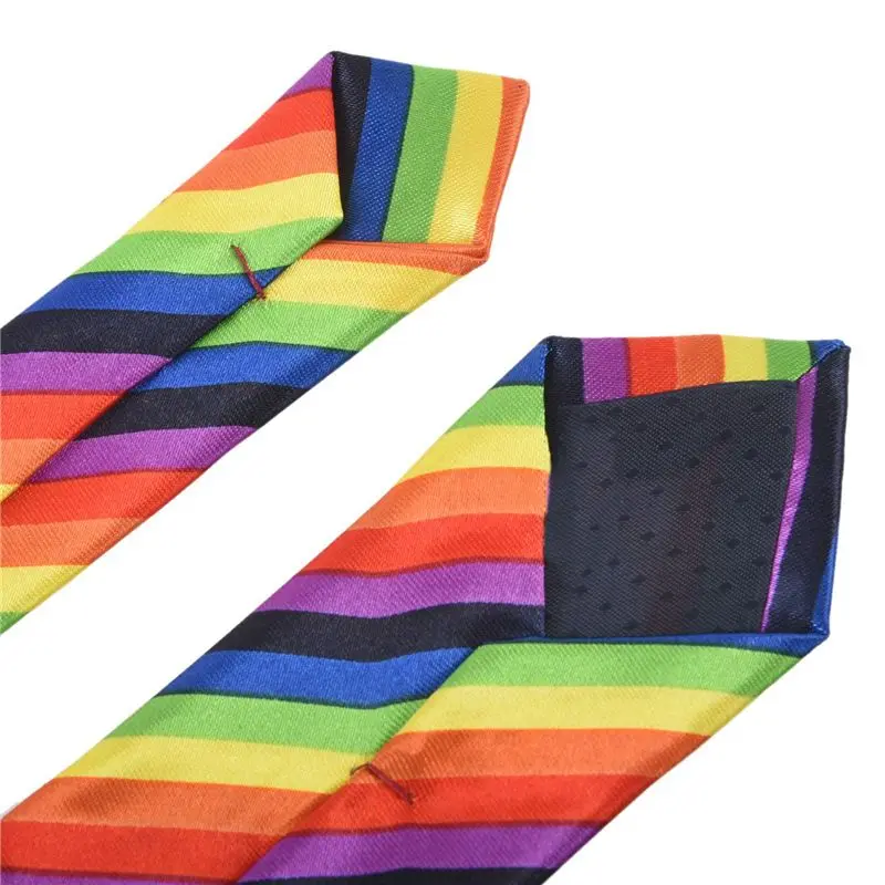 NEW-3X Men Fashion Casual Skinny Slim Narrow Tie Formal Wedding Party Necktie, 19 (Rainbow Color Stripes)