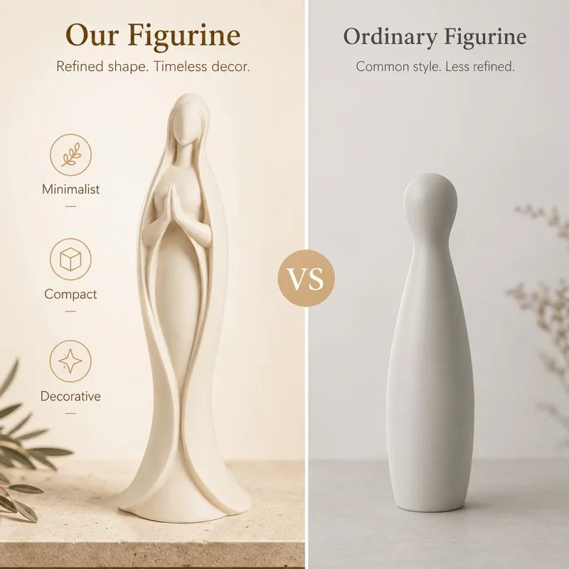3D‑Printed Elegant Virgin Mary Figurine, Plastic Minimalist Praying Madonna Statue, Slim Tabletop Religious Home Decor Ornament