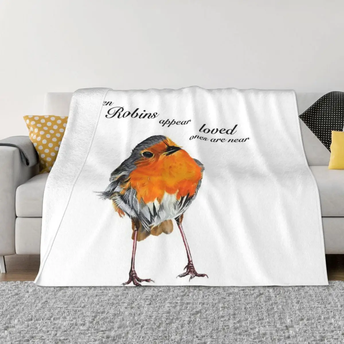 Robin - Robin Redbreast - Red Quilt Bed Blankets Winter Blankets Home And Decoration Throw Blanket