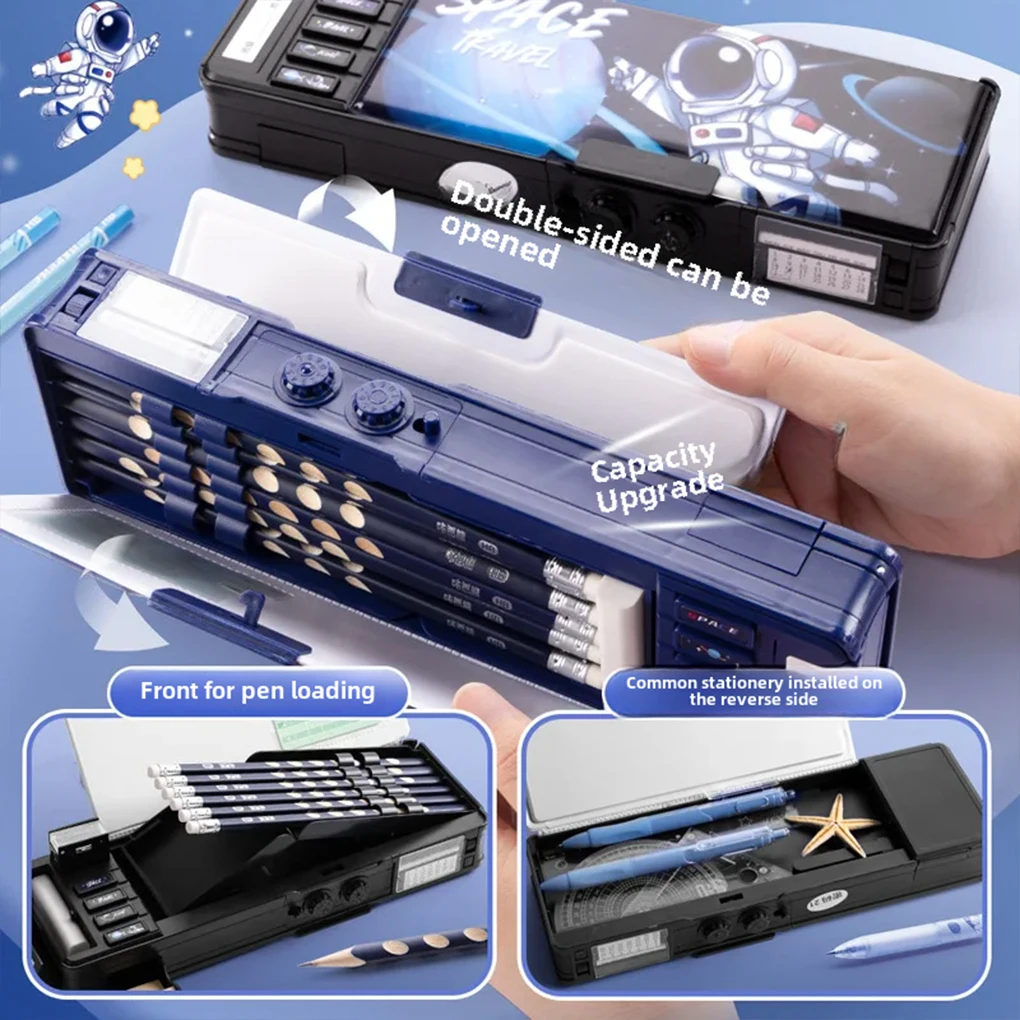

Student Multifunctional Double-layer Stationery Box Case Pencil Studying Accessories Teaching Supplies for Youth Schools