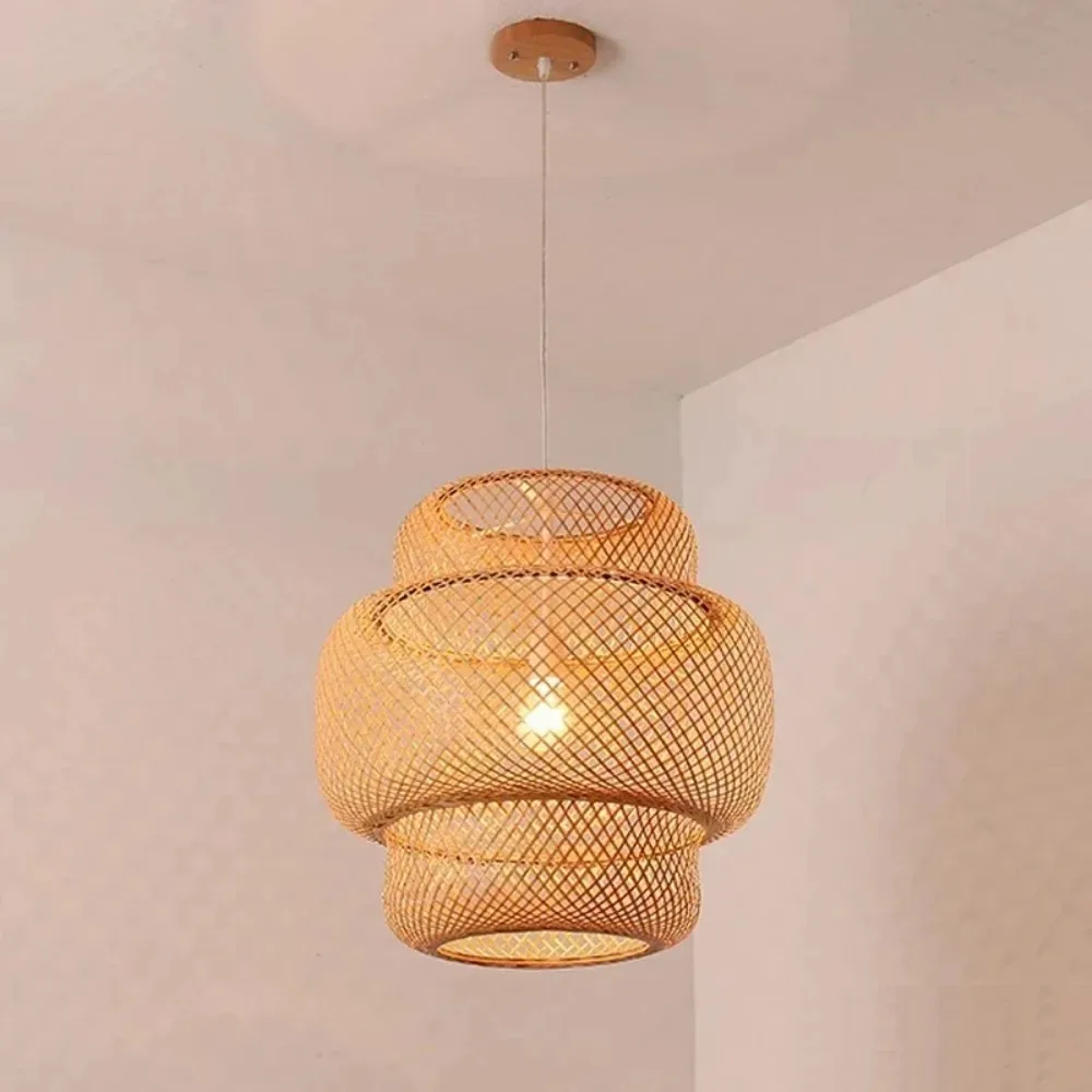 Mão Tecido Rattan Lâmpada Pingente, Bambu Art Lanterna, Lustre Lâmpada Sombra, Handmade Weave Lampshade, Handwoven