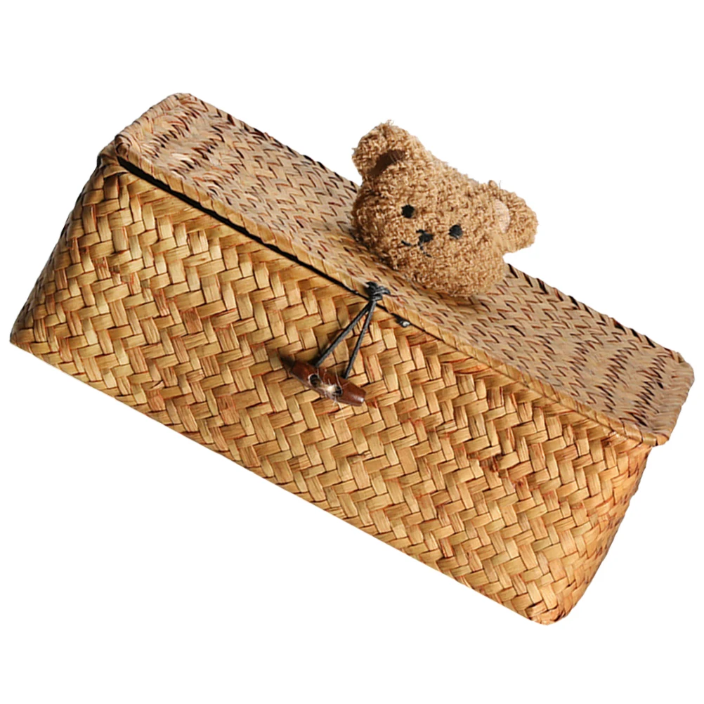 

Handwoven Storage Organizer Box Desktop Basket For Keys Wallets Small Items Rustic Woven Container Tidy Home Office Portable