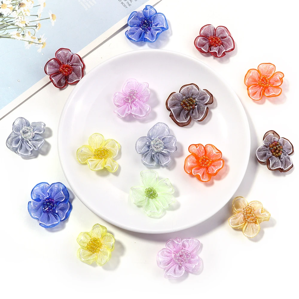 10 قطعة/الوحدة شبكة زهرة زين DIY بها بنفسك الملابس قبعة الأحذية الحرف لوازم الخياطة بقع أغطية الرأس مقاطع الشعر اكسسوارات الديكور #6