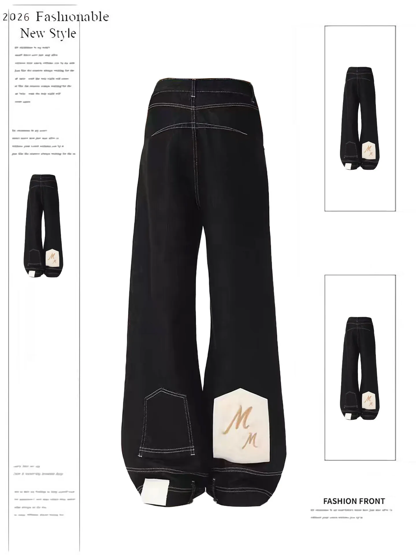 

American High Street Retro Design Loose Fit Men's And Women's Hair Denim Pants Straight Leg Wide Leg Floor-Length Trendy