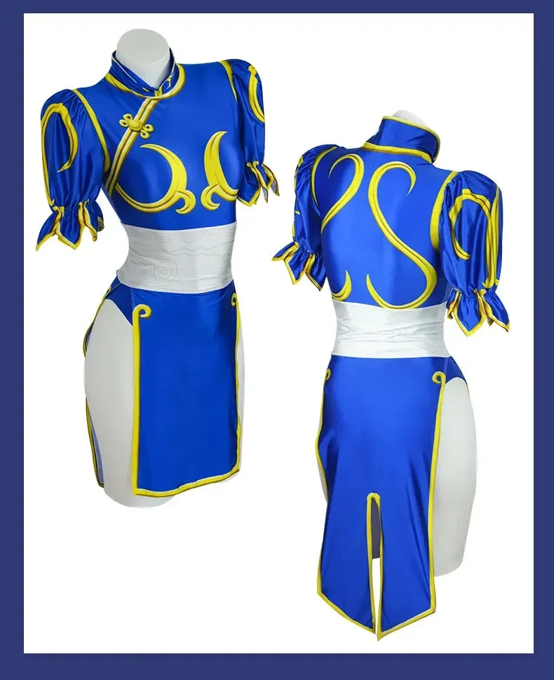 Adult Women Clothing Game Fighter Street Fighter Chun Li Cosplay Costume Pink Cheongsam with Hair Accessories Halloween Costume view 6