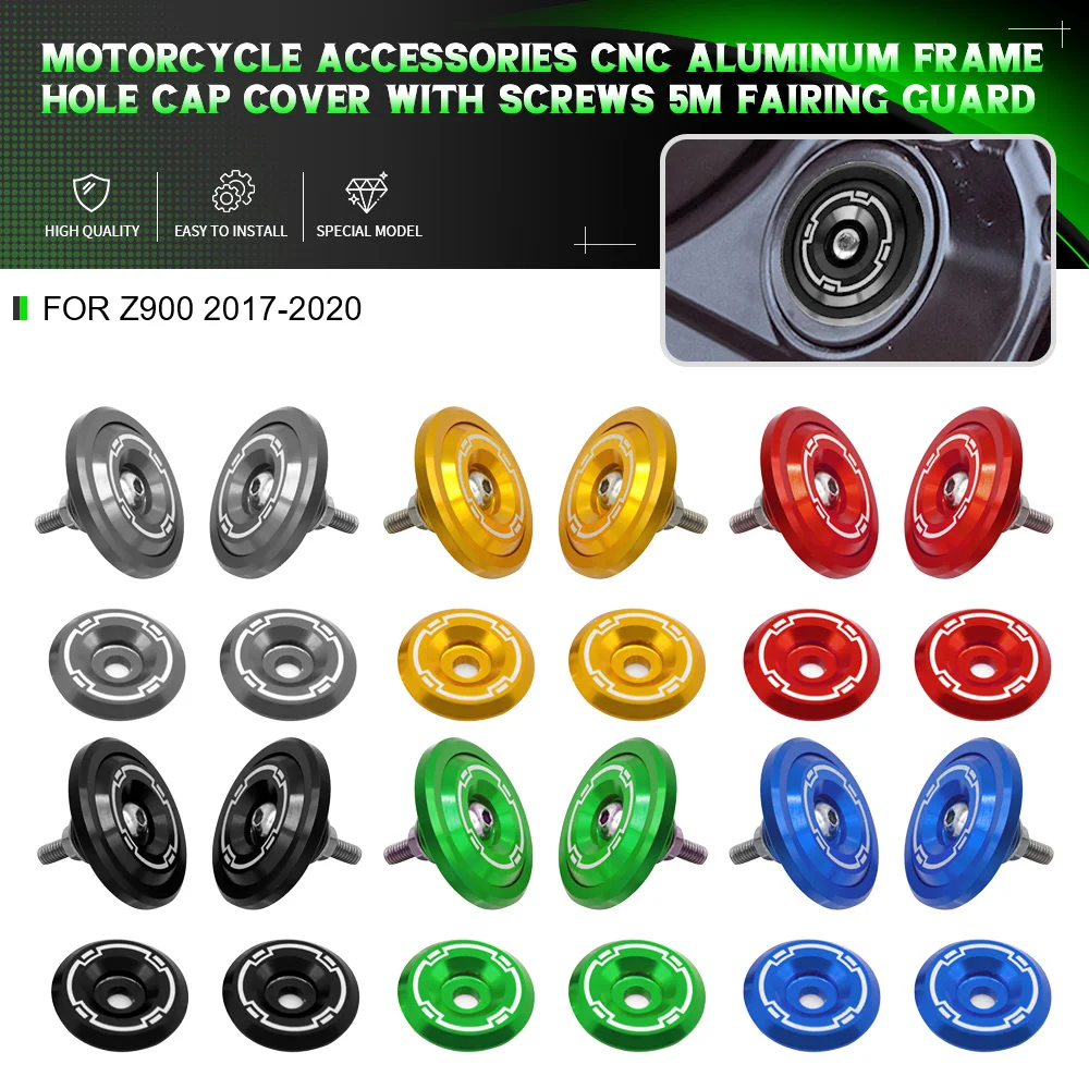 

For Kawasaki Z900 2017 2018 Z-900 2019 2020 Motorcycle Frame Hole Cap Cover With Screws 5M Fairing Guard Aluminum Accessories