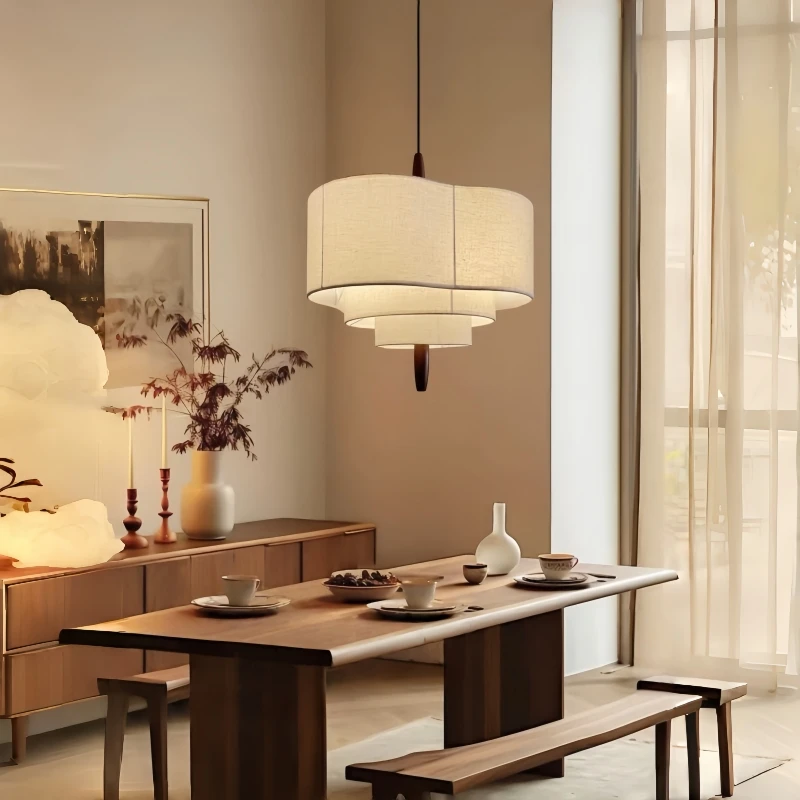 Medieval Art Cloth Pendant Light Nordic Simple Romantic Pendant Lamp Living Room Dining Room Study Decor Creative Chandelier