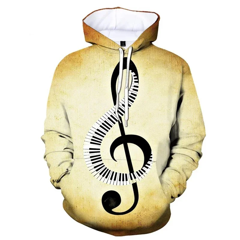 

3D Printed Funny Musical Note Hoodies For Men Personality Pattern Sweatshirts Autumn Cool Street Pullover Hoodies Long Sleeves