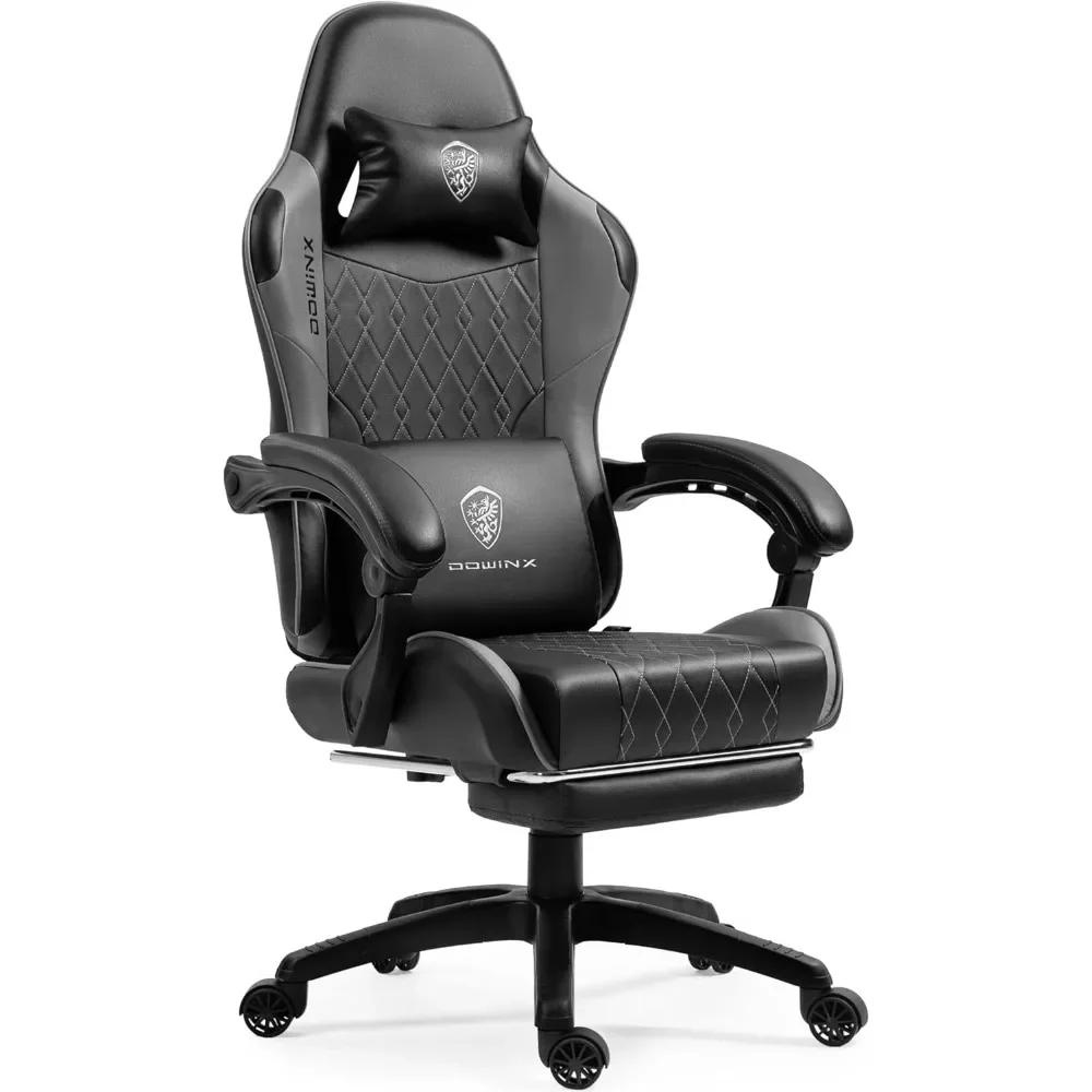 

Gaming Chair with Pocket Spring Cushion, Massage Game Chair Leather with Headrest, Ergonomic Computer Chair with Footrest 290LBS