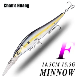 Chan's Huang 1PCS 14.5CM 15.5G Saltwater Minnow Fishing Lures Artificial Floating Hard Bait Deep Water Bill Jerkbait Minnow