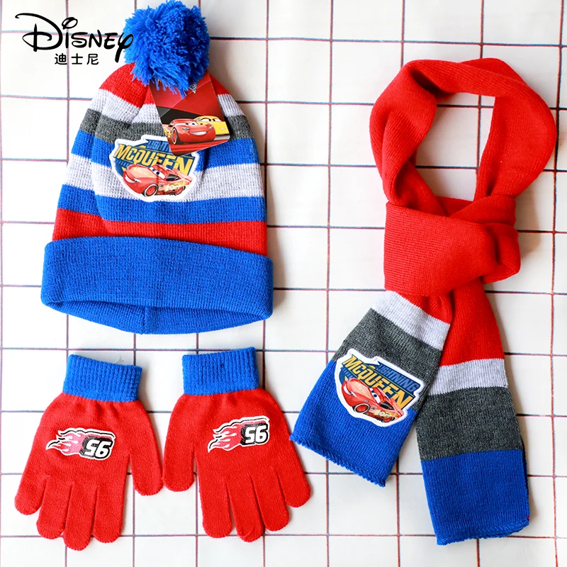 

3 шт./компл., детская шапка для девочек и мальчиков, шапка с рисунком автомобиля, шарф, перчатки, теплый комплект, вязаные головные уборы в стиле аниме