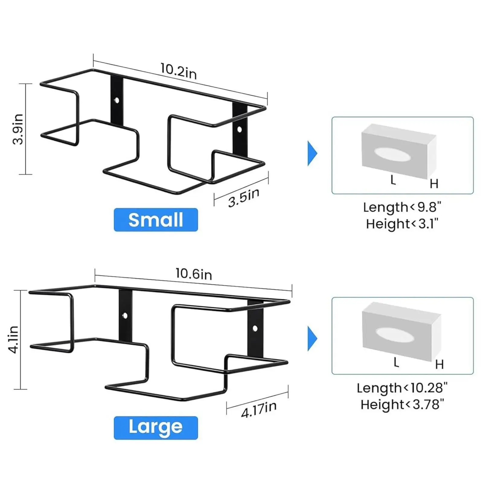 2 Stück Einweg-Handschuhspender, vielseitige Wandmontage, Drahtregal, Box, Metall-Handschuhregal für Garage, Restaurant, Salon, Küche, Büro