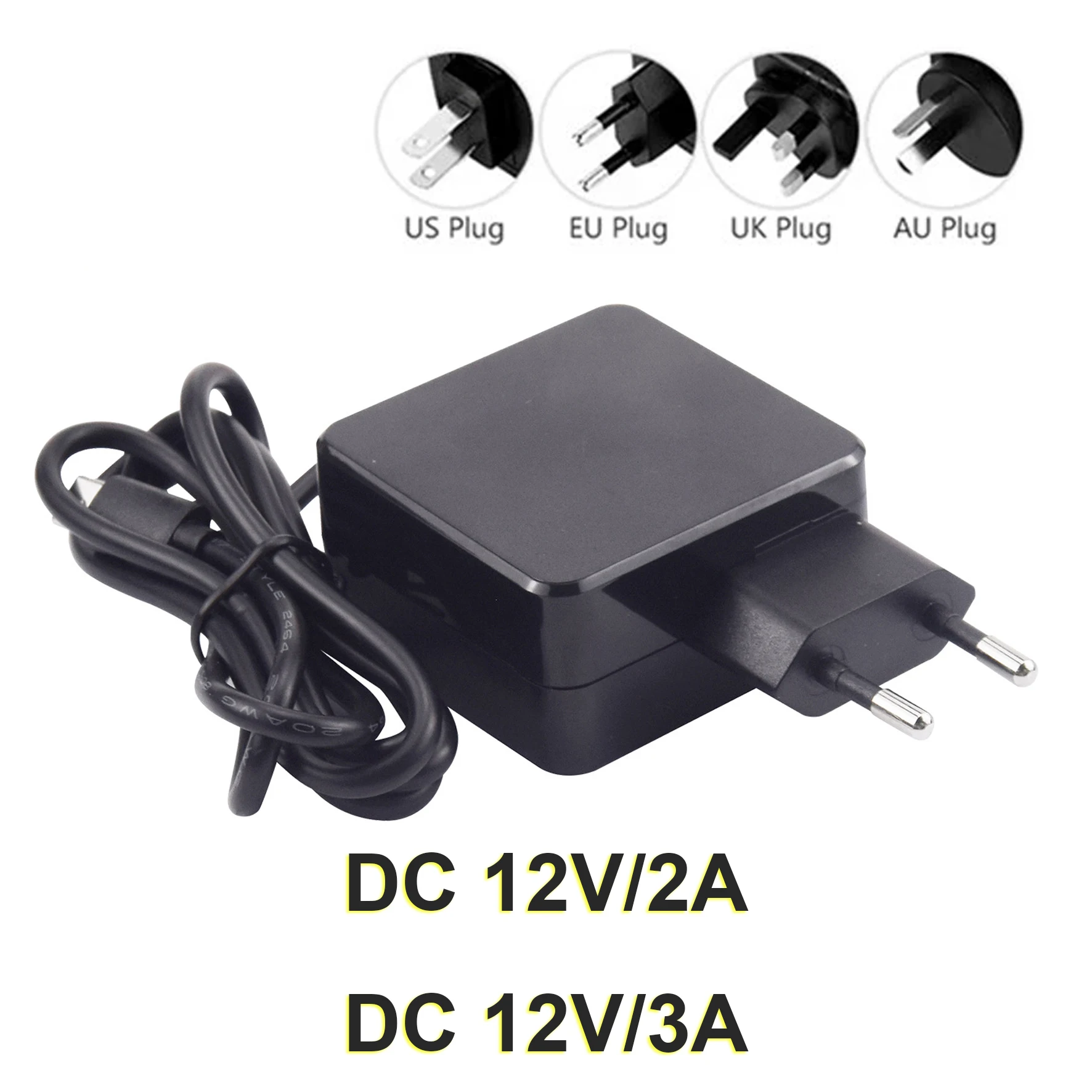 DC12V/3A Power Supply Adapter Charger AC 100-240V EU US AU UK Plug DC 3.5*1.35*10mm Random Color