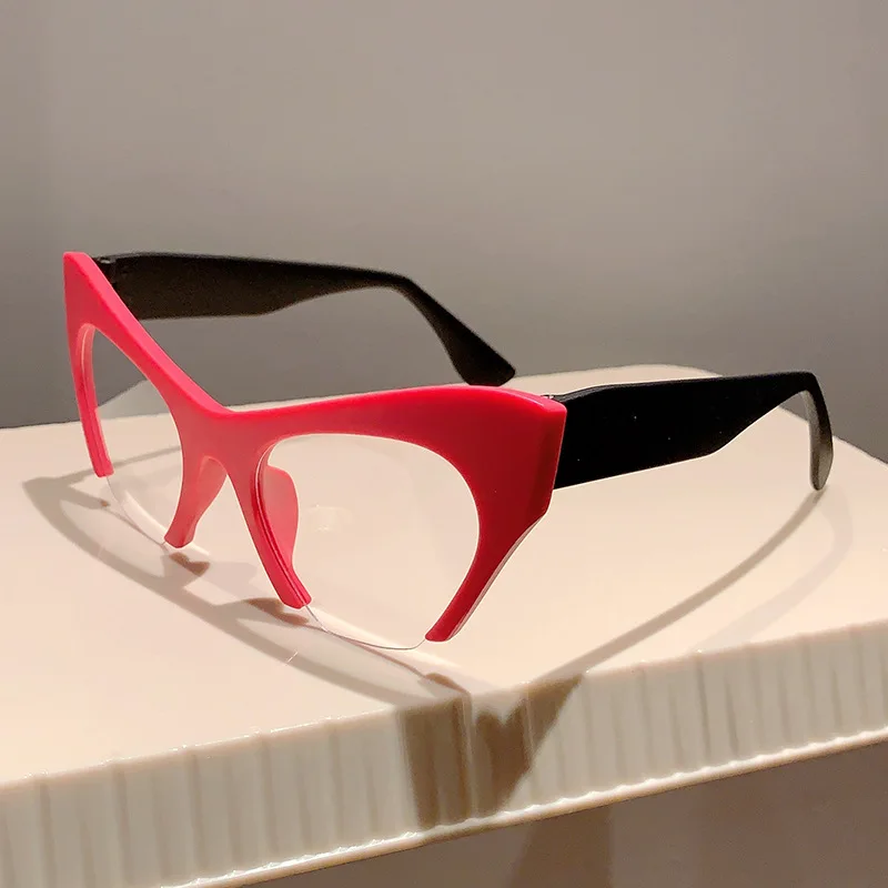 Retro Damen Halbrahmen Cat Eye Brillengestelle Mode Optischer Rahmen – Detail 9