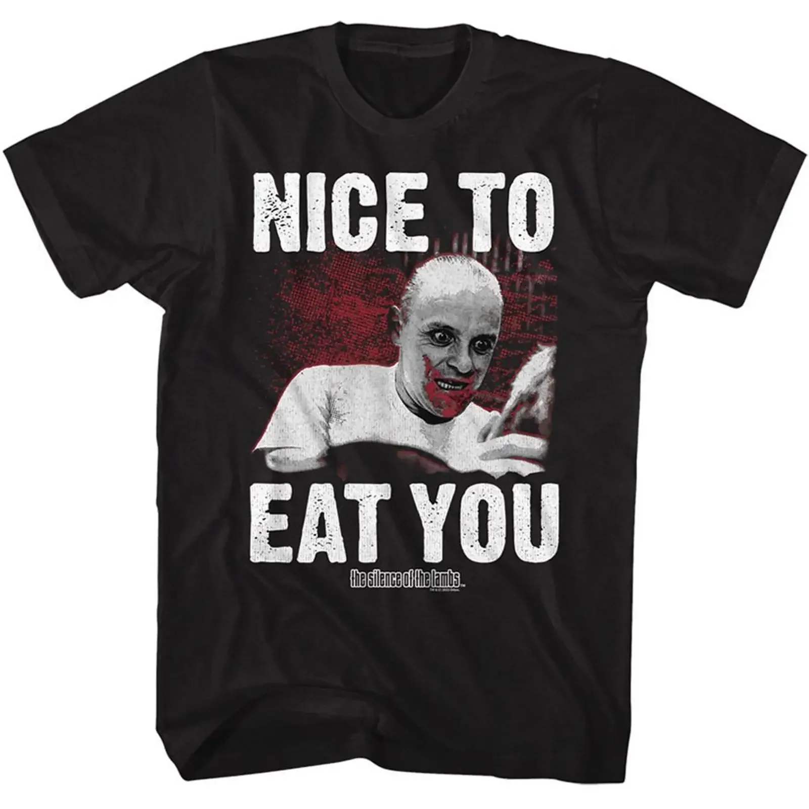 Silence of the Lambs Nice To Eat You Black Adult T Shirt vintage Washed fashion Casual Top For Everyday Wear designer clothes