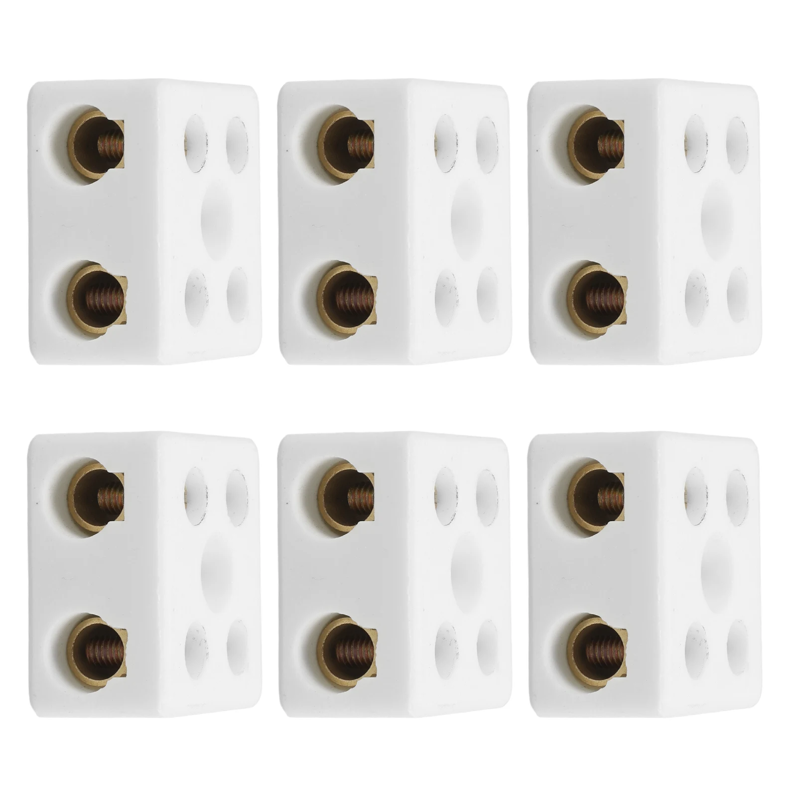 

6pcs Ceramic Terminal Hole Dual Row Wire Connectors Electrical Equipment Insulator Porcelain Connectors Stable