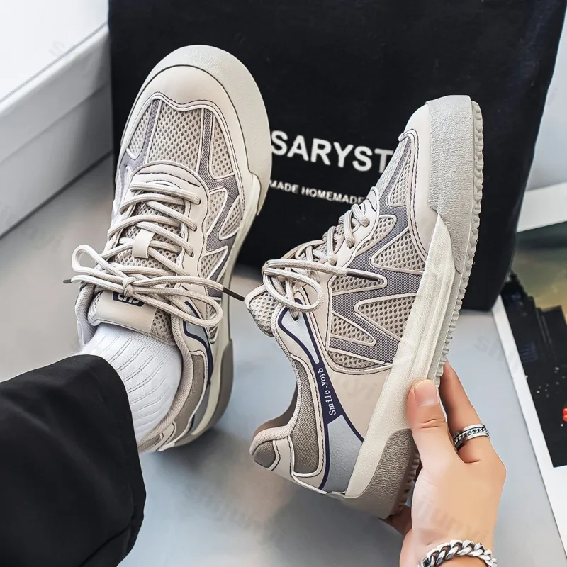 

2025 Summer New Fashion Trend Casual Shoes for Men Mesh Breathable Versatile Sports Shoes Low Top Comfortable Platform Sneakers