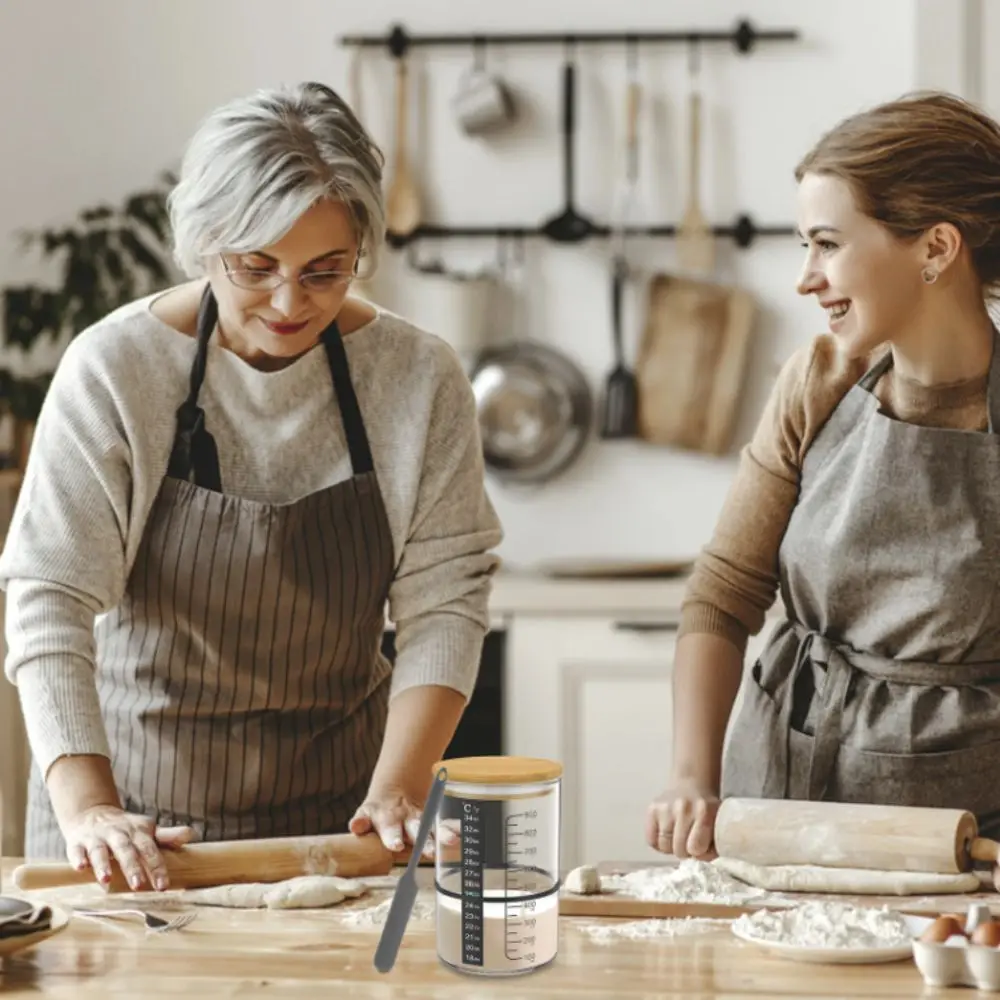 

900ml Capacity Sourdough Starter Jar 1000ml Capacity Wide Mouth Design Fermentation Container Kitchen Tools Clear Glass Material