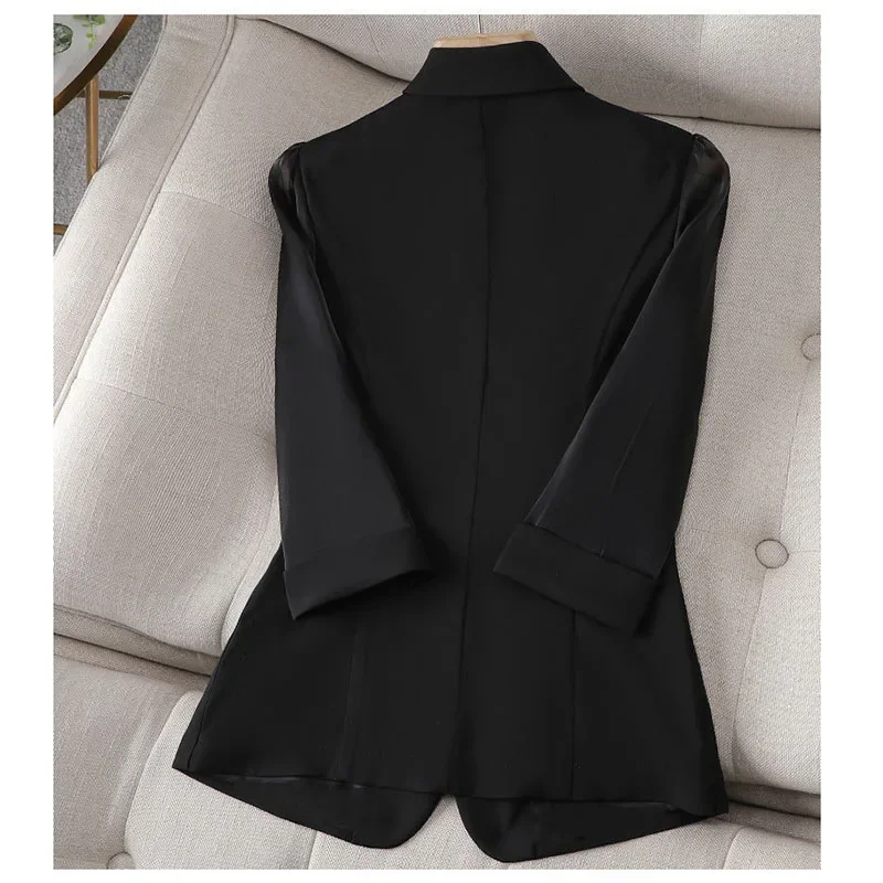 Blazer Pink Casual Thin Coat Women's Summer New Fashion Simple Commuter Korean Design Elegant and Versatile Blazer 2023-RWWE